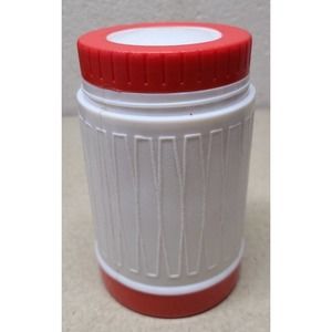 Vintage Plastic Lunch Box Thermos Red White - 5.75" Tall